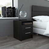 ZNTS Rowley 2-Drawer 1-Shelf Rectangle Nightstand Black Wengue B06280357