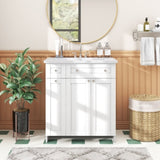 ZNTS 30-Inch White Bathroom Vanity with Ceramic Sink Combo, Abundant Storage Cabinet - 2 Soft close Doors WF532032AAK