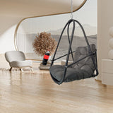 Swing Egg Chair with Stand Indoor Outdoor Wicker Rattan Patio Basket Hanging Chair with C Type W2707P296438