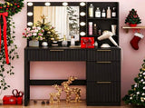 Black particleboard with a melamine finish, 4 drawers, 2 shelves, dressing table with 10 three-tone 88759052