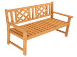 118*56.5*90cm Outdoor Garden Fir Grid Back Wooden Bench Burlywood 89218544