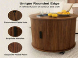 Mid Century Modern Cylinder End Table with Built-in Charging Station & Sliding Door, 2-Tier Storage 06416937