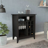 Essential Bar Cabinet, One Open Shelf, Six Built-in Wine Rack, One Drawer -Black B20091856