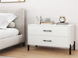 White 2-Drawer Nightstand with Anti-Tipping Kit & Metal Legs, Modern Minimalist Storage Nightstand 83414498
