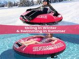 600D Waterproof Oxford Cloth Snow Sled, Reinforced Handles Removable Tow Strap for Adults Kids-Pink 79569343