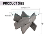 Round glass coffee table, 33.4" modern design unique coffee table. Tempered glass top with grey W1151P180317