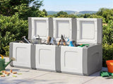 80 Gallon Extra Large Outdoor Deck Box Waterproof PP Storage Box with Lockable Lid-Gray 80839366