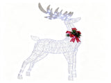 33" x 12" x 53" Lighted Christmas Reindeer Decoration, 120 Cold LED Lights Glitter Antlers with Red 38457787