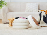 Round Storage Ottoman, Modern Sherpa Footstool, Teddy Vanity Stool with Flip-Top 81702540