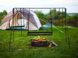 Grill Swing Campfire Grill Stand with Iron Grill Grate, Collapsible Campfire Cooking Rack with Hooks 05998079