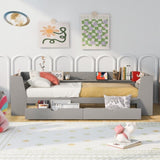 Twin Size Daybed with Shelves, Drawers and Built-In Charging Station, Gray WF306024AAE