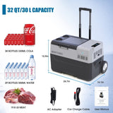 32Qt Car Freezer Portable Refrigerator Freezer with APP Control and 6'' off-road wheels, 12V,45W W2089P187489
