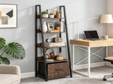 5-Tier Ladder Shelf with Fabric Drawer, Narrow Industrial Bookshelf with Anti-Tip Device & Back 01010803