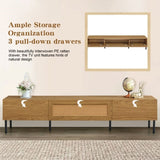 Boho TV Stand for TVs up to 80'' , Modern Farmhouse Media Console, Entertainment Center with Metal N710P206387Q