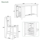 5-Piece Multi-Functional Rubber Wood Counter Height Dining Set with Padded Chairs and Integrated 9 61512091