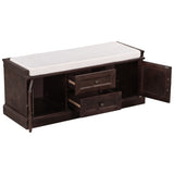 ZNTS TREXM Storage Bench with 2 Drawers and 2 Cabinets, Shoe Bench with Removable Cushion for Living WF288172AAP