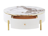 Modern Round Coffee Table with 2 large Drawers Storage Accent Table N735P338995K