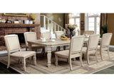 Set of 2 Padded Fabric Dining Chairs in Antique White and Ivory B016P156592