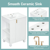 24" Bathroom Vanity with Sink, Bathroom Cabinet with Door Shelf, Side Open Storage, Solid Wood N759P293645K