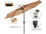 9ft Solar LED Lighted Patio Umbrella, Table Market Umbrella, Outdoor Umbrella for Garden, 47290384