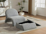 24.8 " Wide Modern Upholstered Armless Chair with Storage Ottoman, Chenille Accent Chair for Living W3098P451469