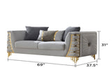 Contessa Modern Fabric Loveseat with Gold Metal Arm Detailing in Gray B009P466433