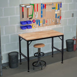 48" Heavy-Duty Adjustable Workbench for Garage, Rubber Wood Shop Table W/Rubber Pads, Hardwood W1422P218517