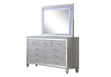 Mirror Framed 9-Drawer Dresser Made With Wood in Silver Color 808857879974