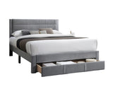 Luxury Contemporary Look 1pc Queen Size Bed w Storage Drawer Gray Corduroy Headboard Bedframe B011P238965