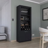 Nero 74-Inch Tall Bar Cabinet 4-Tier Modern Bar Cabinet with Glass Holder Stemware Rack, Wine B200P188833