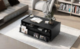 U-Can Modern Rectangle Coffee Table 4 Drawers and 2 Display Shelves, 47.2" Wood Coffee Table N724P286421B