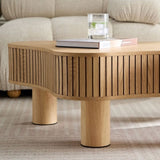 42.52 Inch Modern Wooden Handcraft Drum Coffee Table Irregular Shaped Coffee Table for Living W2582P251209