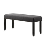 Biony Fabric Dining Bench with Nailhead Trim, Grey T2574P164611