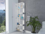 Portland 5-Shelf Linen Cabinet with Mirror White B06280256
