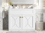 30'' Bathroom Vanity with Ceramic Sink Combo, Modern Freestanding Storage Cabinet with Gold Handles, N710P194898K