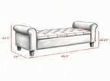 50" Storage Bench with Rolled Arms & Button Tufted Seat, End of Bed Bench with Wood Legs 62954780