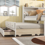 ZNTS Full Bed with Bookcase,Twin Trundle,Drawers,White 25636247