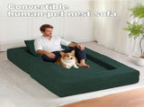 Compression Human Dog Sofa Bed for Adult & Pets,Modern Floor Couch With Pillow for Living Room 32722430