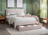 Contemporary 1pc Queen Size Bed w Storage Drawer Light Pink Corduroy Texture Design Platform B011P238967