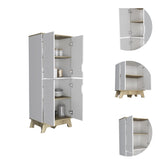 Pamplona Double Kitchen Pantry, Double Door, Four Shelves -Light Oak / White B20092109