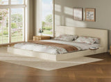 California King Upholstered Platform Bed Frame with Sliding Side Shelves, Corduroy Padded Bed with W1820P510295