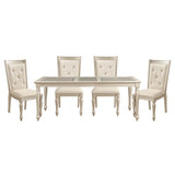 ZNTS Traditional Design Silver Finish Dining Side Chairs 2pc Set Wood Frame Crystal Button-Tufted Back B01152165