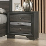 Contemporary 1pc Nightstand Gray Finish Silver Accents Hidden Jewelry Drawer Nickel Round Knob B011P145827