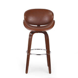 30" Mid-Century Modern Upholstered Swivel Barstool, Walnut Cognac 67493.00PUCOGN