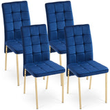 Dark Blue Velvet High Back Nordic Dining Chair Modern Fabric Chair with Golden Color Legs, Set Of 4 W116465064