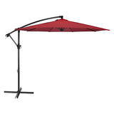 ZNTS 10 ft. Steel Cantilever Offset Outdoor Patio Umbrella with Crank Lift - Red W2181P181960