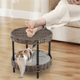 2-Tier Rattan Cat Bed , Gray 59665723