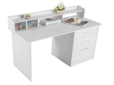 110*50*95cm Particleboard Paste Triamine Desktop Storage Layer Three Drawers Computer Desk White 37862423