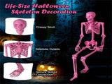 5.5 FT Pink Halloween Skeleton Decor - No Assembly Needed, Integrated Hanging Rope, Playful-Spooky 65148818