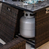 30inch Outdoor Fire Table Propane Gas Fire Pit Table with Lid Gas Fire Pit Table with Glass Rocks 07880043